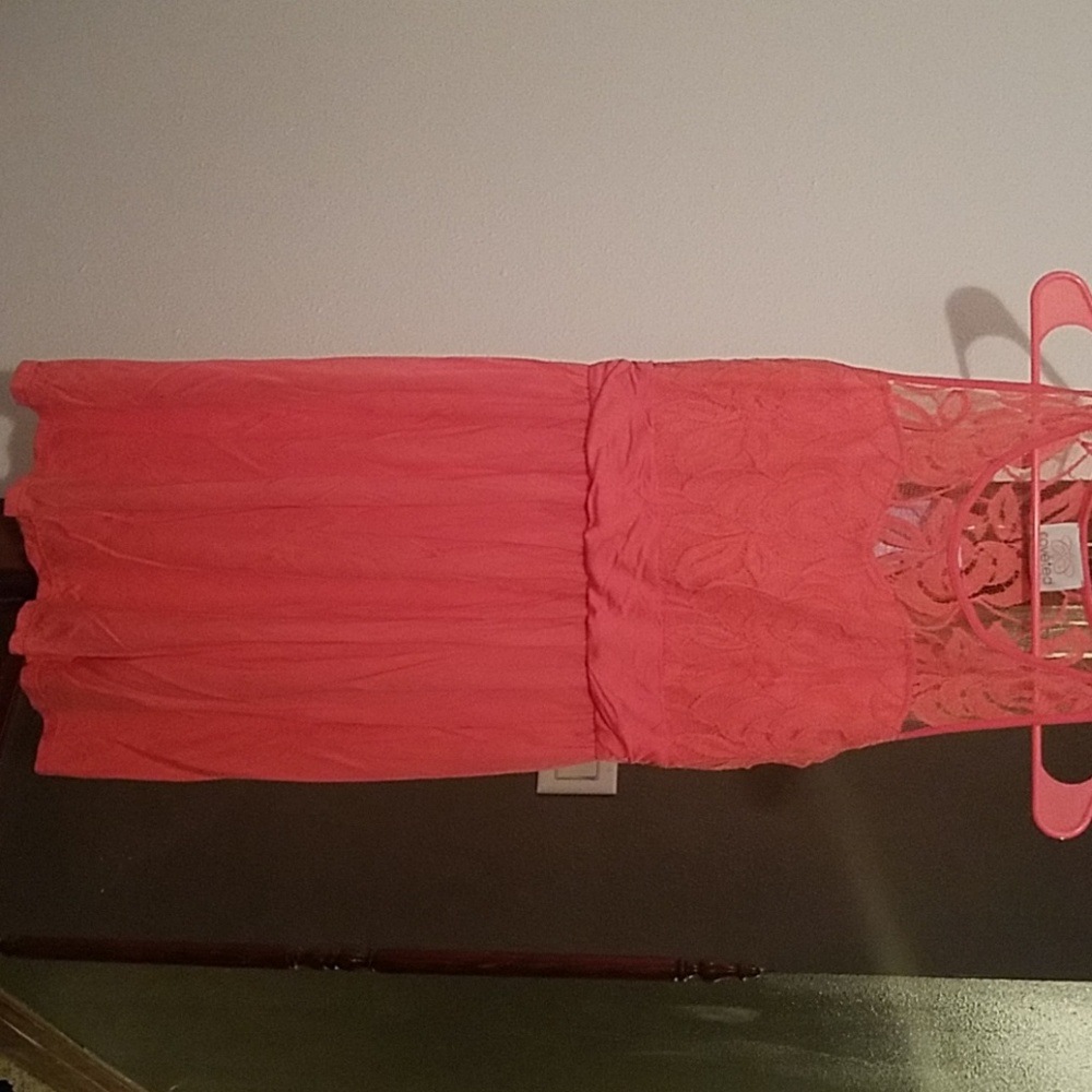 Pink lace top dress